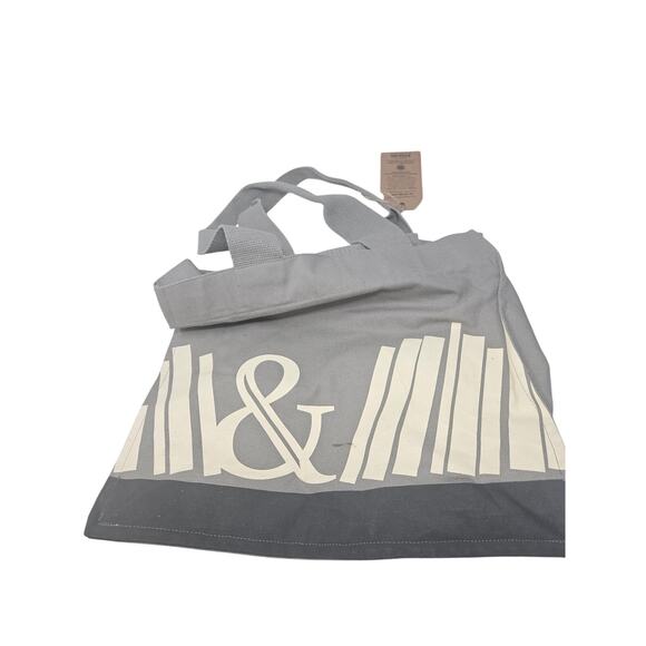 NEW Barnes Noble Gray Book Canvas Tote Large School Casual Travel College - Picture 2 of 3